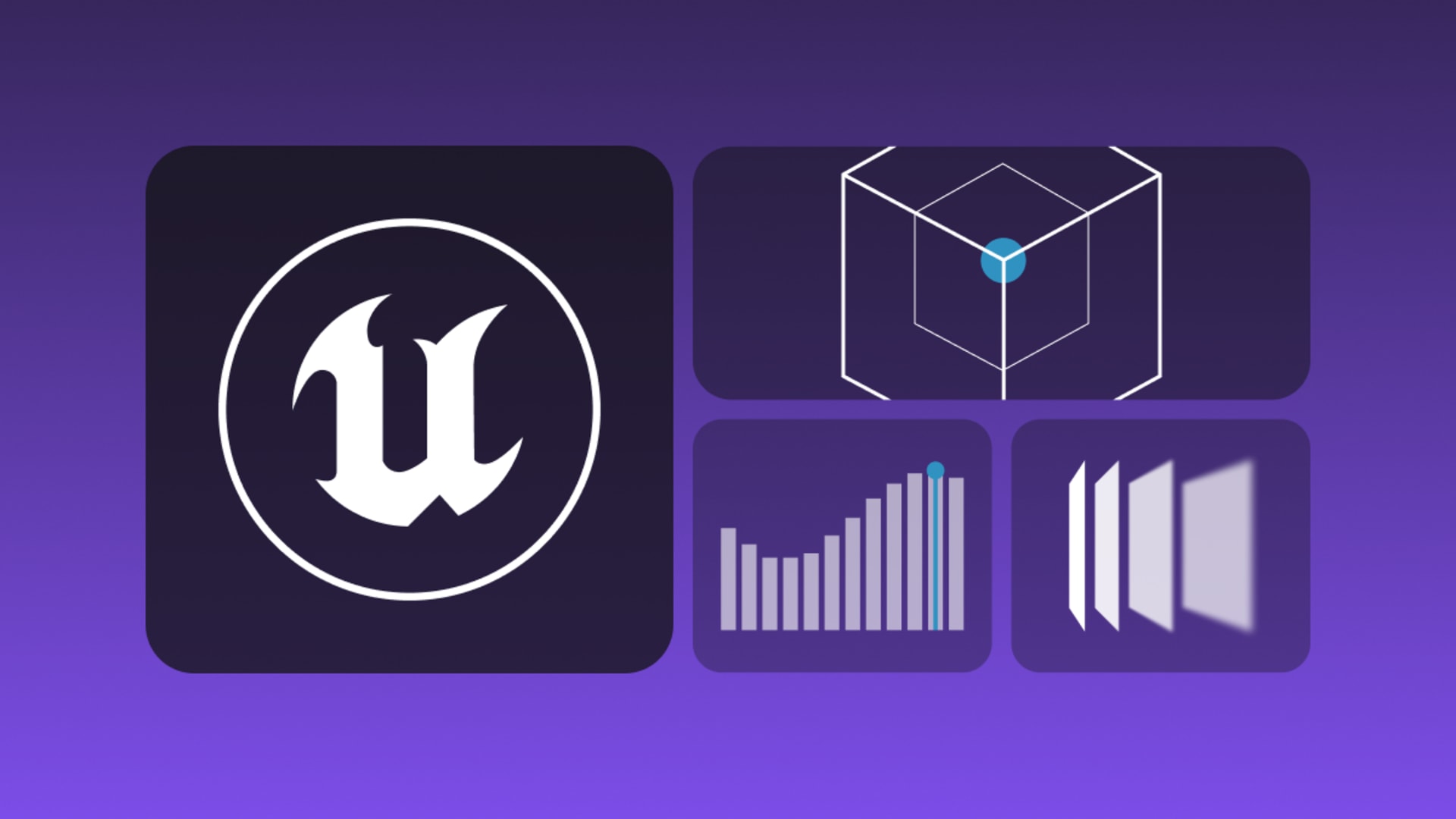 Unreal Engine illustration representing its 3D development capabilities, performance, scalability, and real-time rendering.