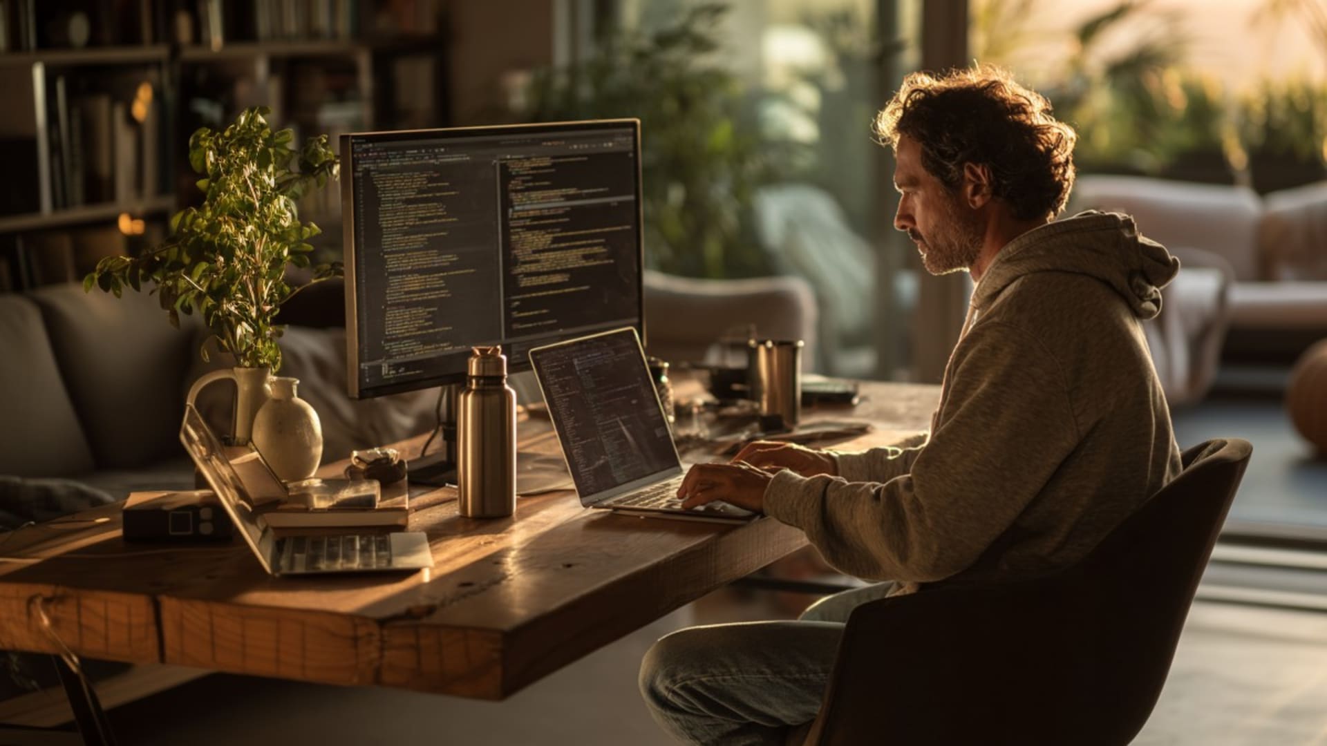 Software developer working remotely