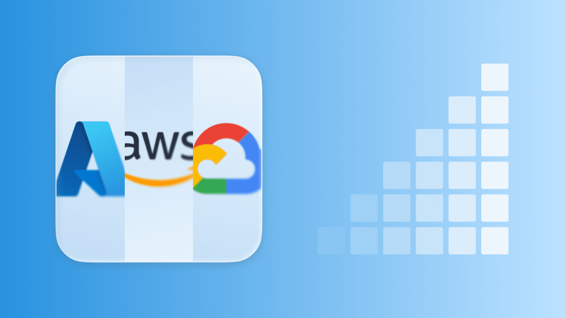 Comparison of cloud providers Azure, AWS, and Google Cloud Platform (GCP) for enterprise scalability. Stylized logos and a visual representation of scalable infrastructure.