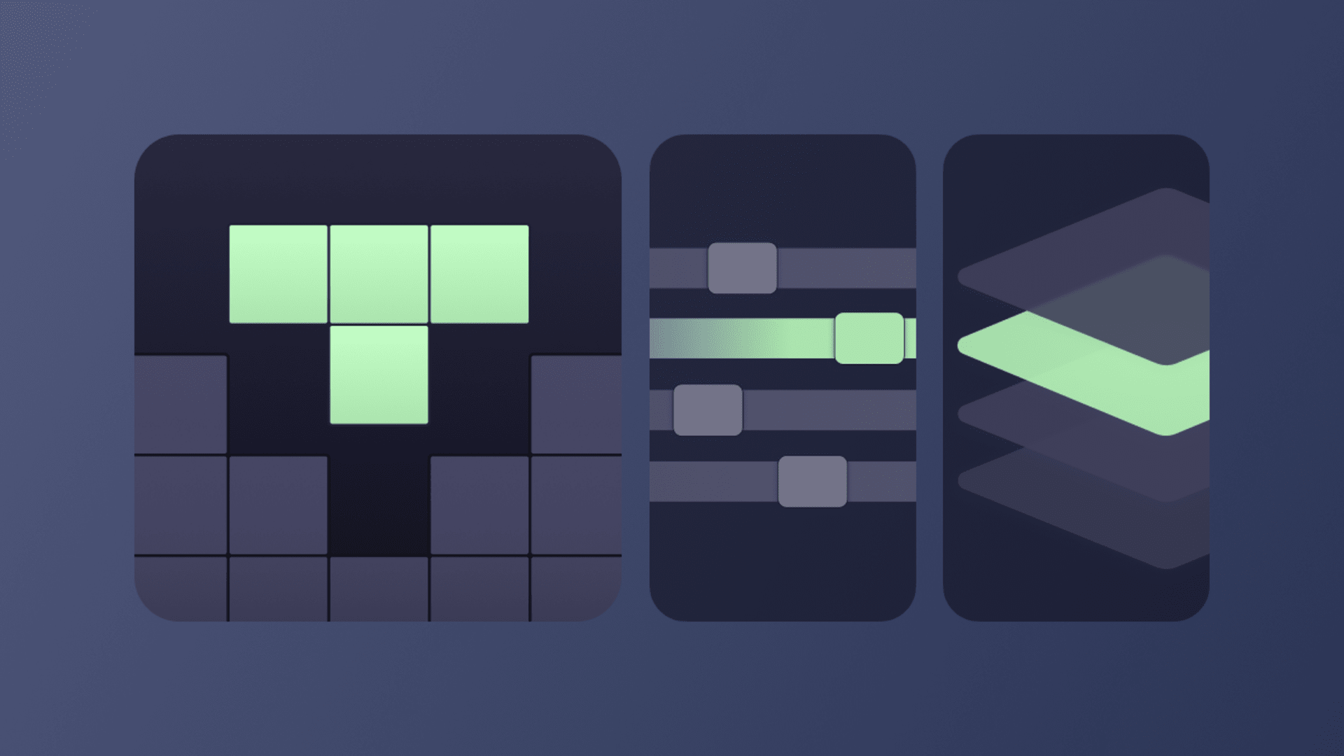 Abstract illustration of software development trends showing modular building blocks, workflow progression, and layered architectures for modern application development.