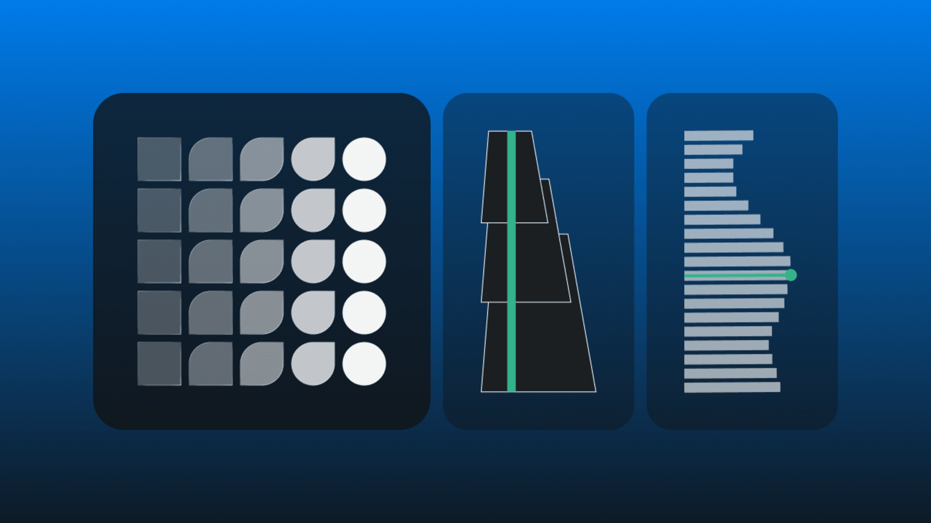 Abstract illustration featuring geometric grids, layered funnel shapes, and horizontal benchmark bars representing Python ecosystem analysis, software maturity, and performance evaluation.