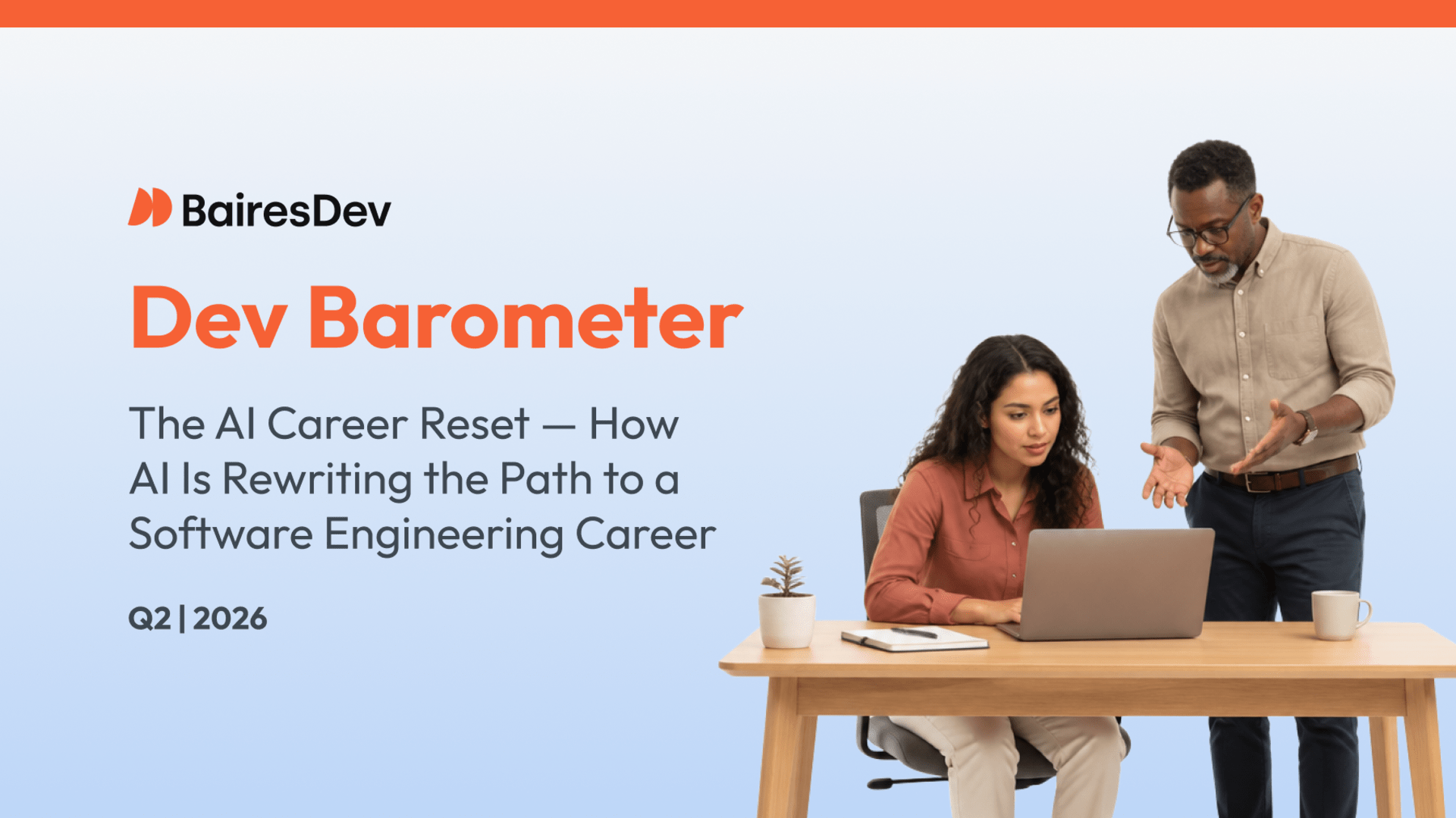 dev barometer representation with senior developer mentoring junior developer