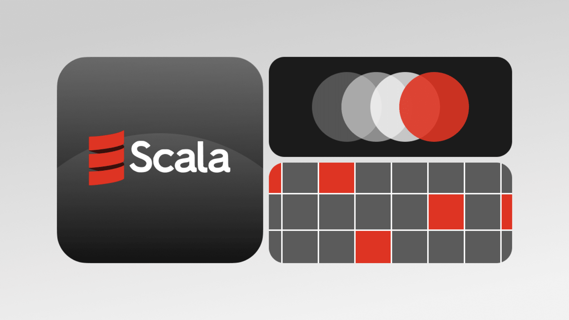 Scala programming language illustration featuring Scala logo, functional programming concepts, data processing workflows, and scalable application development.