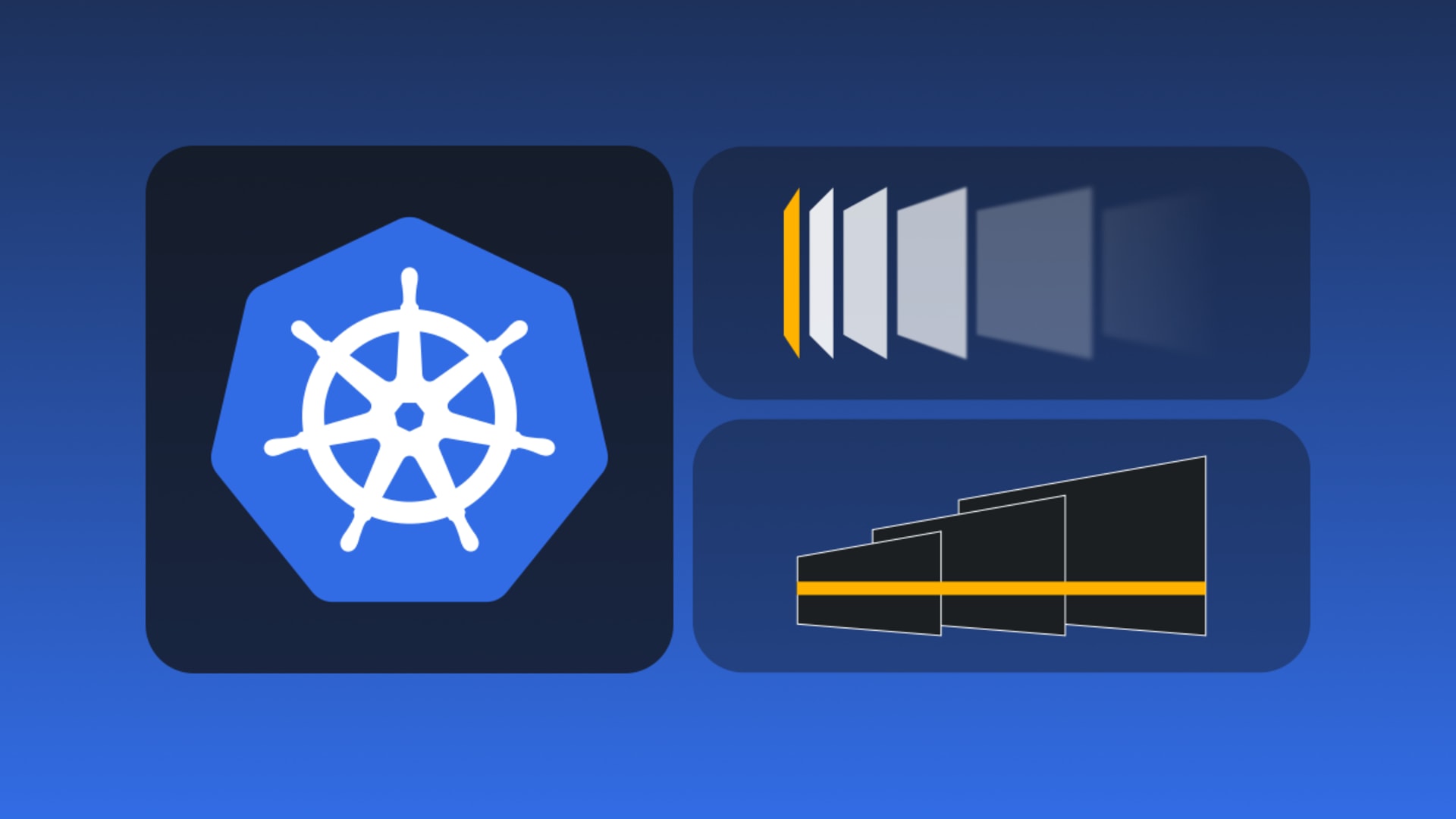 Kubernetes architecture illustration featuring container orchestration, cluster management, deployment layers, and scalable cloud infrastructure.