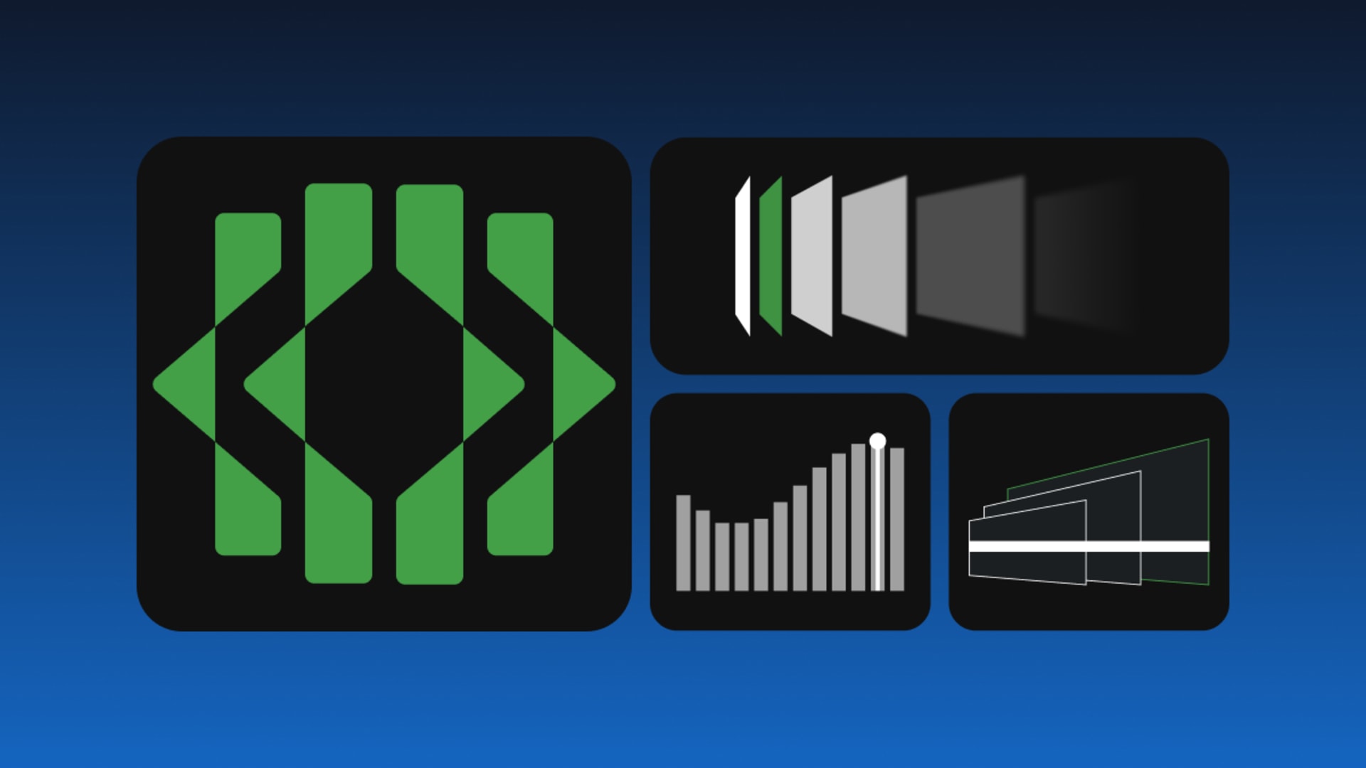 Abstract illustration of code symbols, layered panels, performance bars, and architecture diagrams representing software testing strategies.