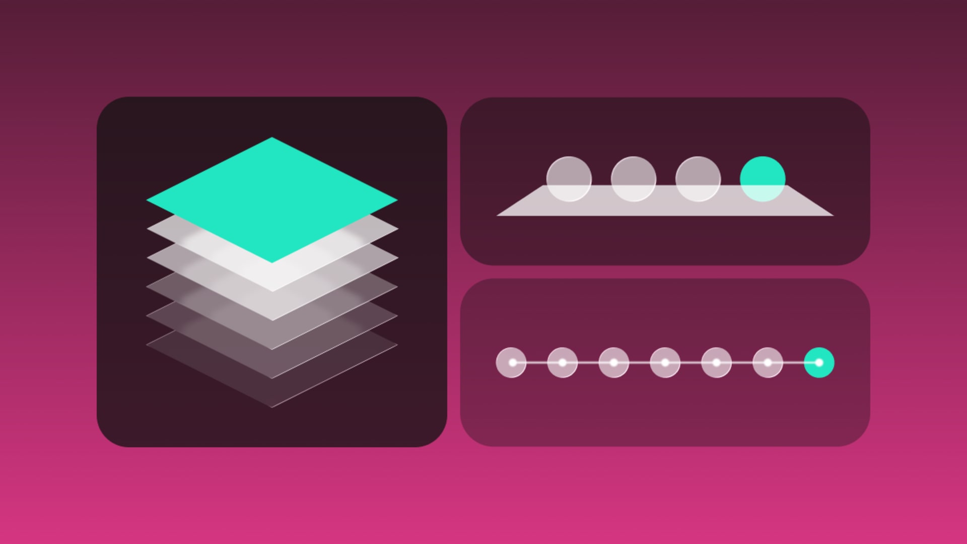 Abstract illustration of layered workflows and connected milestones representing the onboarding process for augmented software developers. Abstract illustration of layered workflows and connected milestones representing the onboarding process for augmented software developers.